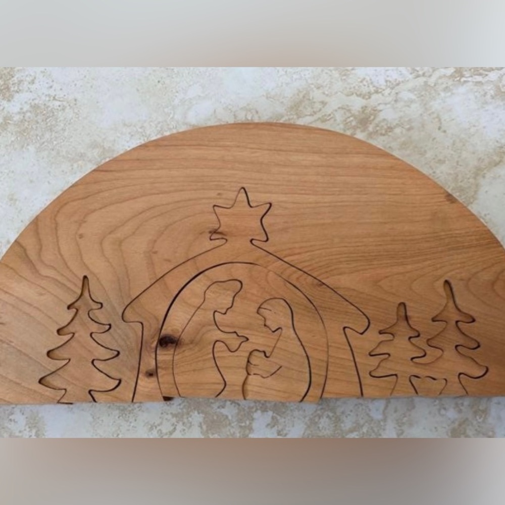 Wood nesting nativity scene